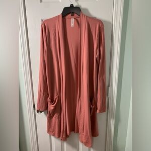 Zenana Premium Coral Open Long Cardigan